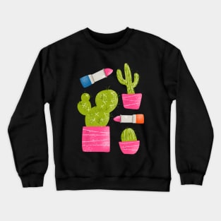 Cactus and Lipstick Sticker Set Crewneck Sweatshirt